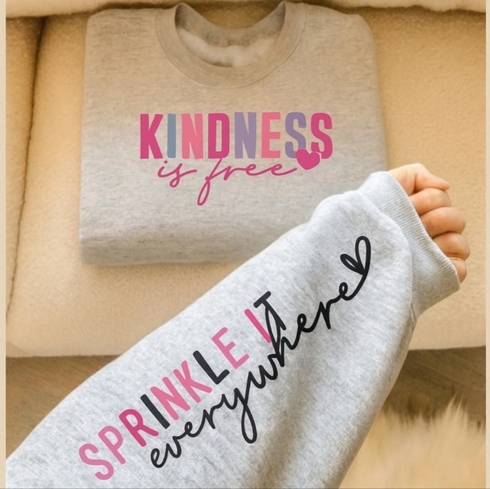 "Kindness.." Gray graphic print sweatshirt